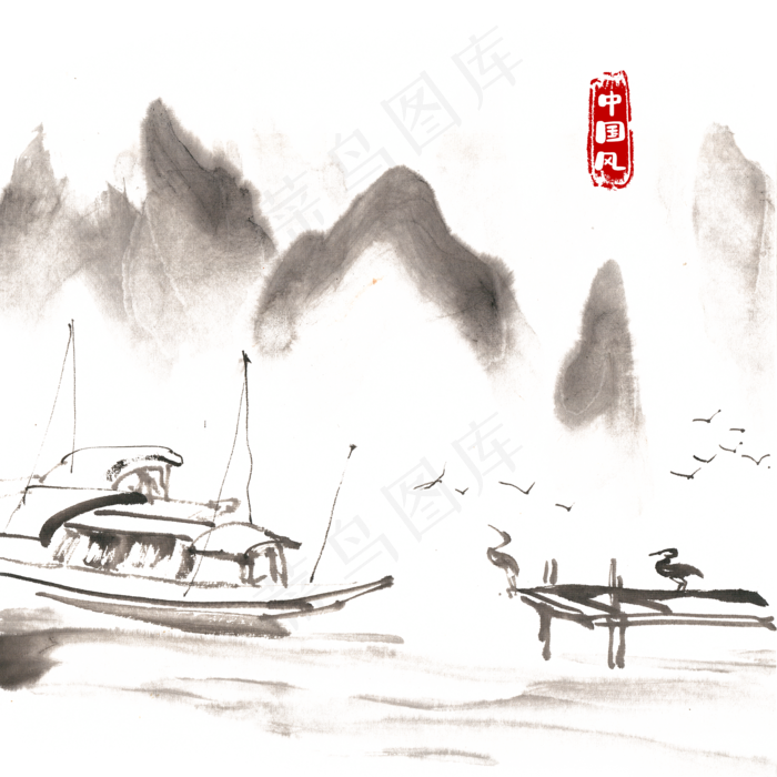 中国风意境山水(4724X4724(DPI:300))psd模版下载
