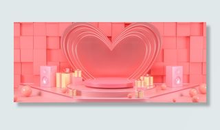 糖果色情人节粉色520少女礼物爱心场景