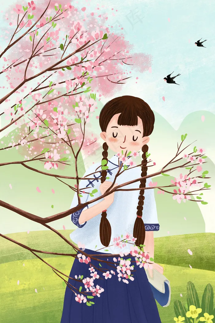 民国女孩形象欣赏桃花小清新风格(3545X5315(DPI:300))psd模版下载
