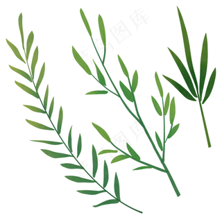 绿植手绘水彩植物叶子图案素材