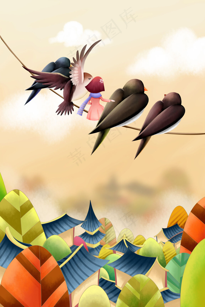 二十四节气之寒露手绘插画