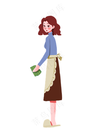 卡通手绘妇女节做家务的女士,免抠元素
