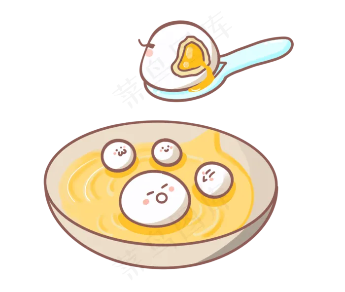 手绘水果拟人汤圆(2364X2000(DPI:300))psd模版下载