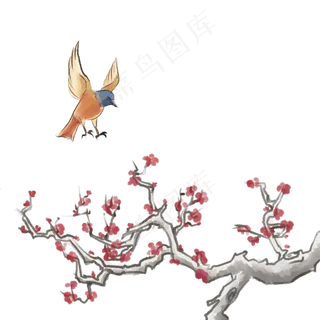 中国风古典手绘花鸟矢量图,免抠元素