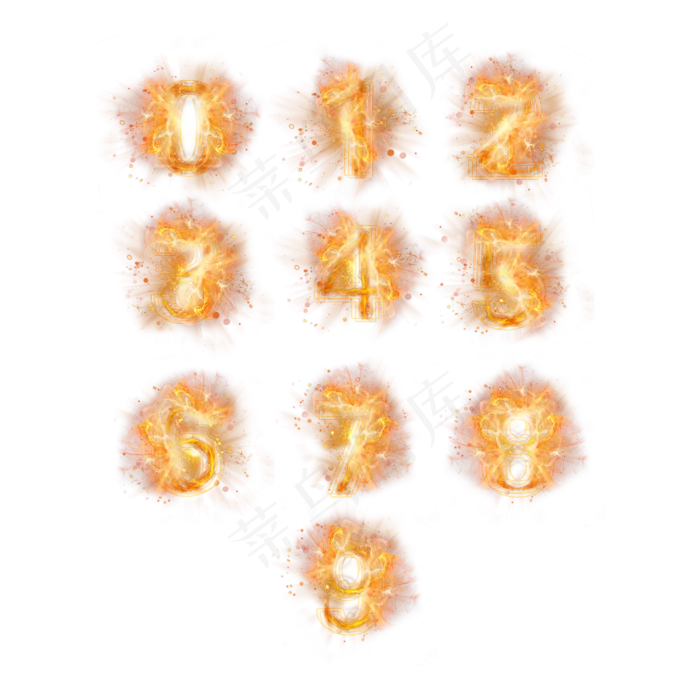 光芒层次火焰倒计时数字合集(5000*5000px 	      )psd模版下载