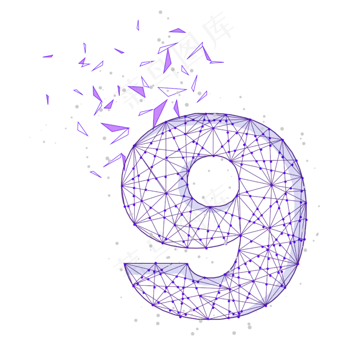 几何粒子破碎创意数字9ai矢量模版下载