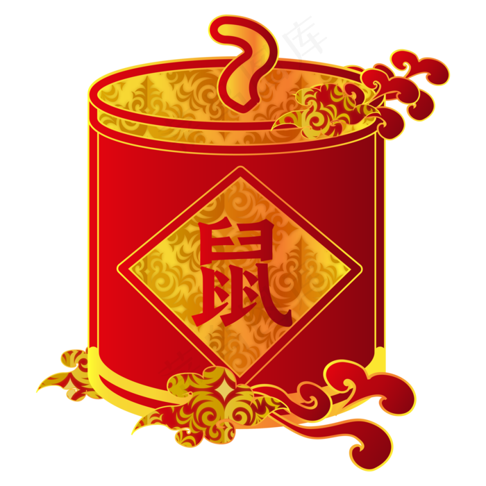 鼠年新年炮竹装饰,免抠元素(2000*2000px 300 dpi )ai矢量模版下载