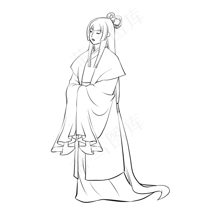 古风人物线稿(2000X2000(DPI:300))psd模版下载