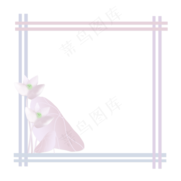 春夏荷花边框png素材