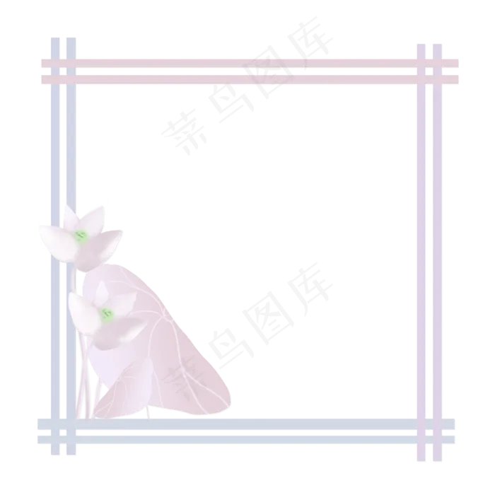 春夏荷花边框png素材(2000X2000(DPI:300))psd模版下载