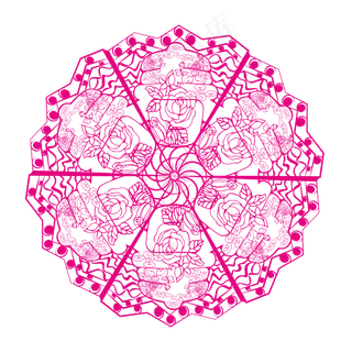 春节花朵繁复窗花装饰设计元素,免抠元素