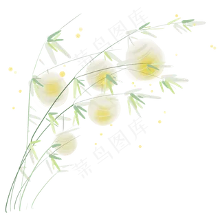 竹子上的纸灯笼,免抠元素