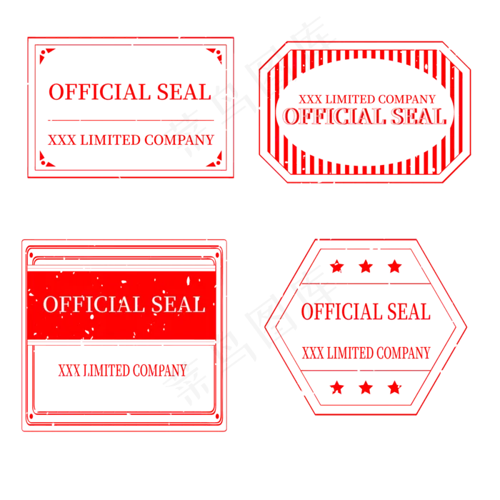 红色欧式公司印章(2000*2000px 300 dpi )ai矢量模版下载