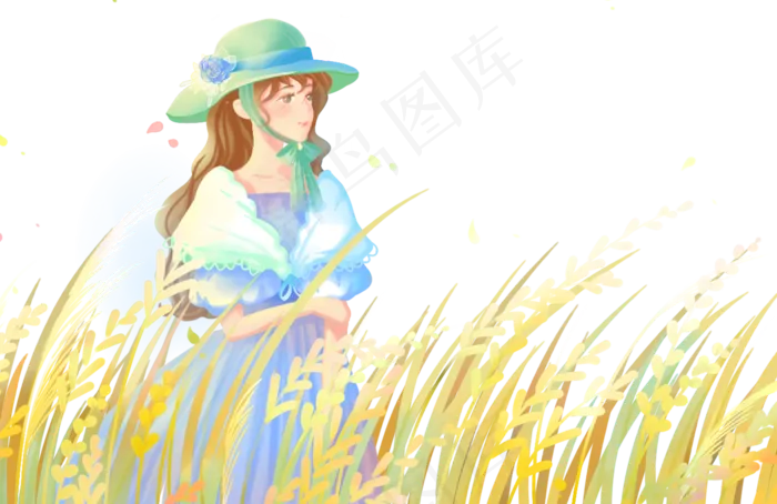 麦田里的少女(2000X1298(DPI:300))psd模版下载