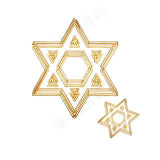 炫酷黑金风立体星星,免抠元素