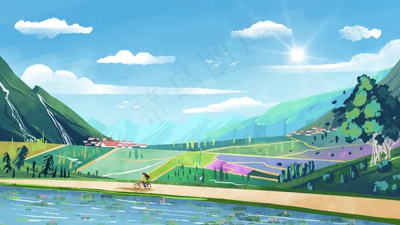 自然乡村风景风光小清新大场景 自然乡村风景风光小清新大场景