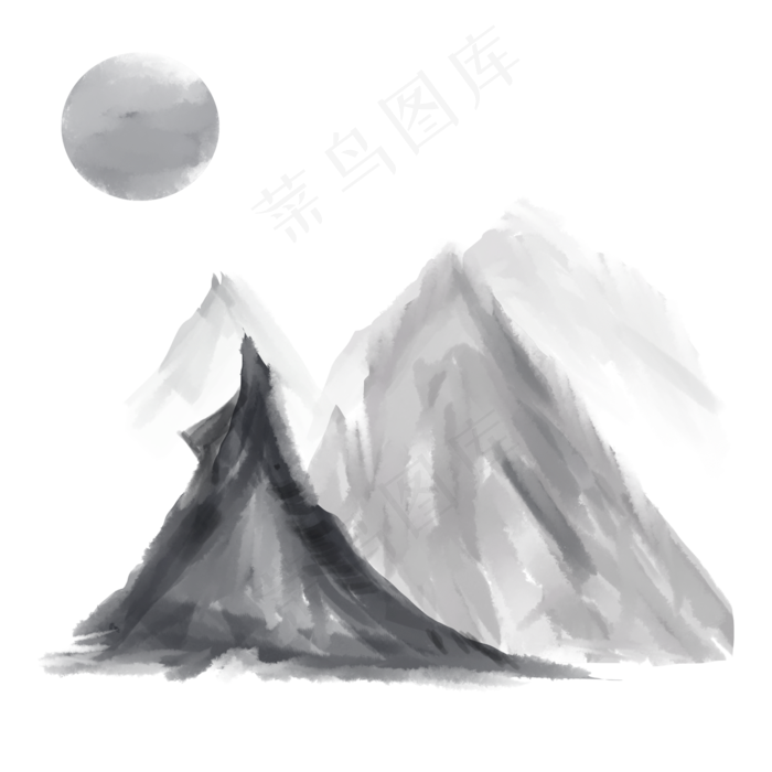 山峰水墨素材元素