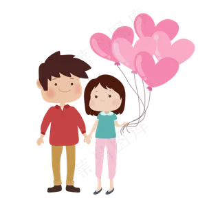 情人节情侣卡通矢量