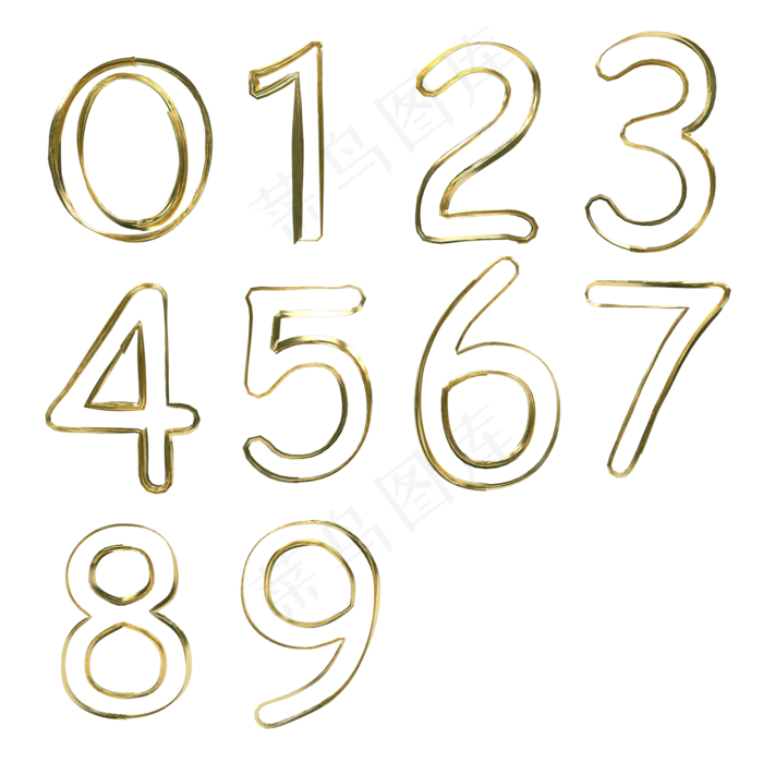 金色数字0到9