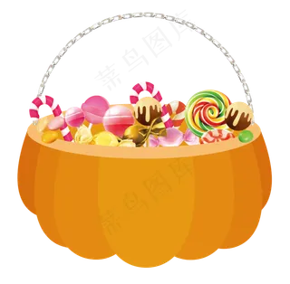 万圣节南瓜糖果篮子,免抠元素