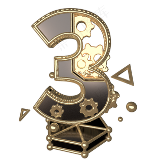 C4D黑金风机械风酷炫风倒计时数字3