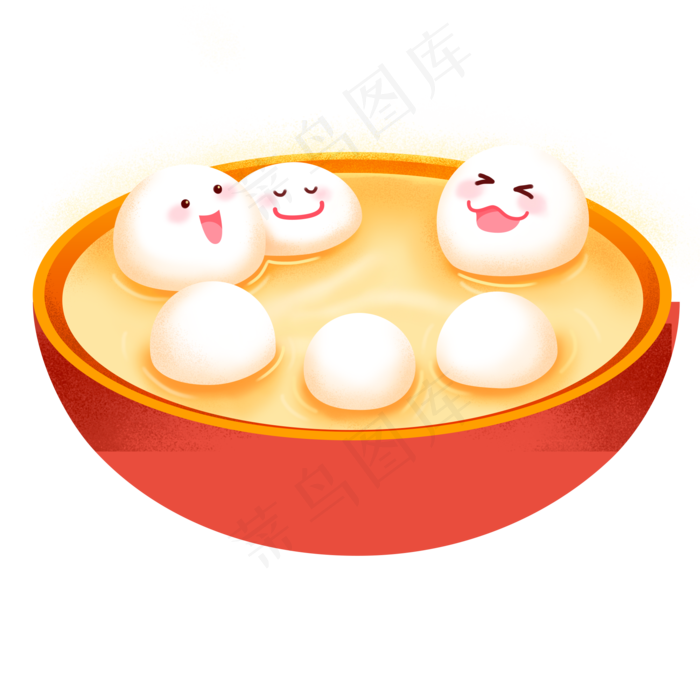 元宵节卡通可爱汤圆,免抠元素
