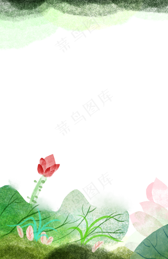 装饰边框荷花春天绿色植物绿色中