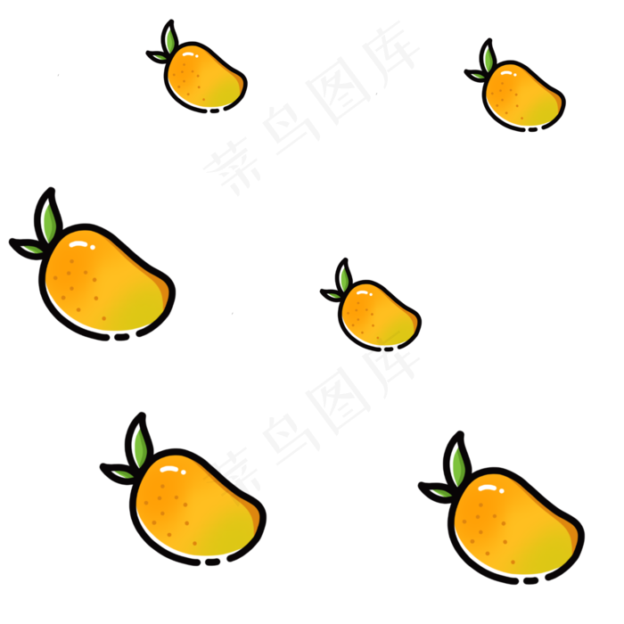 可爱卡通芒果卡通png素材(2000X2000(DPI:150))psd模版下载
