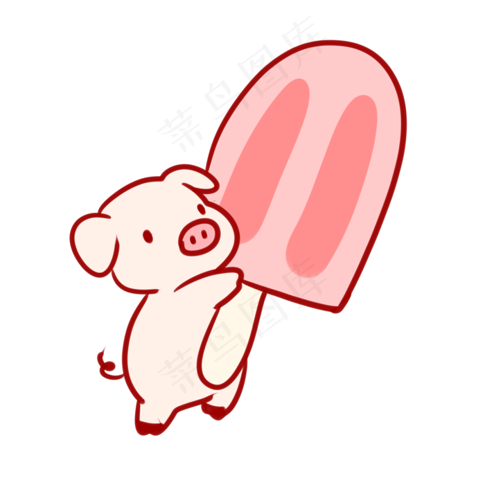 拿着冰棍的小猪