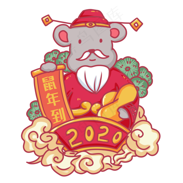 手绘鼠年形象,免抠元素(2000X2000(DPI:300))psd模版下载
