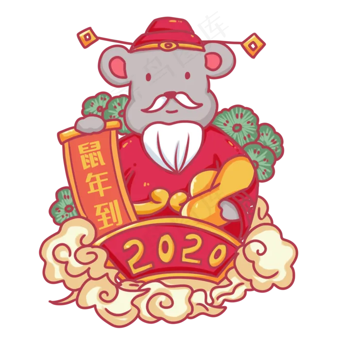 手绘鼠年形象,免抠元素(2000X2000(DPI:300))psd模版下载