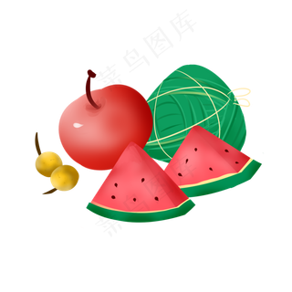 端午节手绘粽子西瓜苹果装饰图案