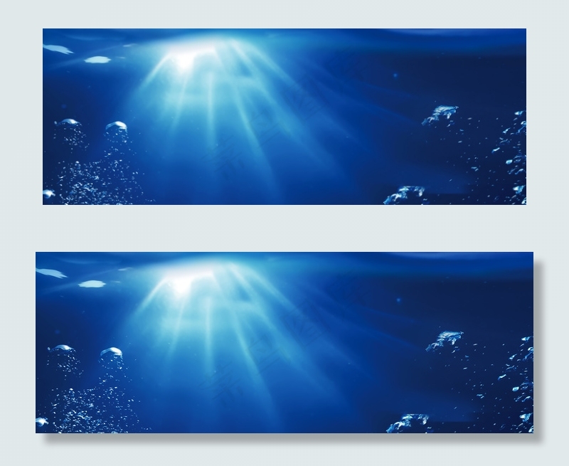简约蓝色深海banner海报背景
