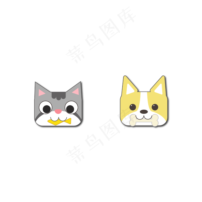 矢量手绘卡通猫咪,免抠元素(2000X2000)ai矢量模版下载