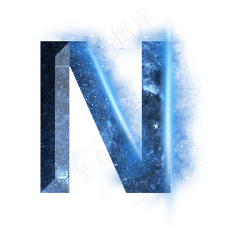 炫酷蓝色星空星辰字母N