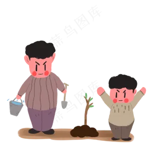 家人一起植树节植树
