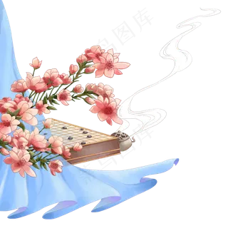 中国风花枝和围棋,免抠元素