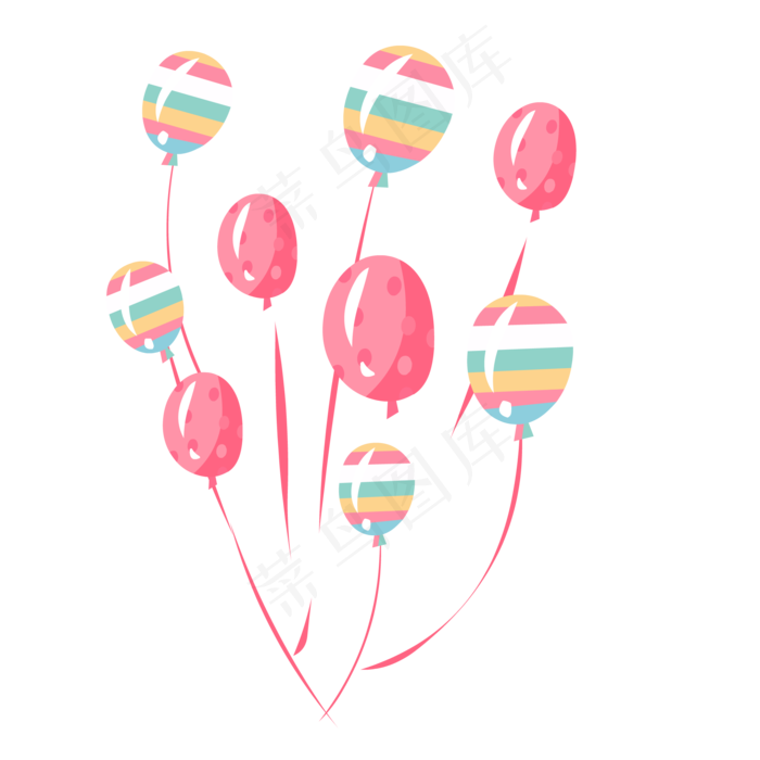 卡通手绘彩色漂浮气球,免抠元素