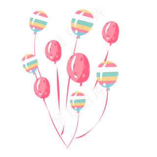 卡通手绘彩色漂浮气球,免抠元素