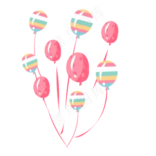卡通手绘彩色漂浮气球,免抠元素