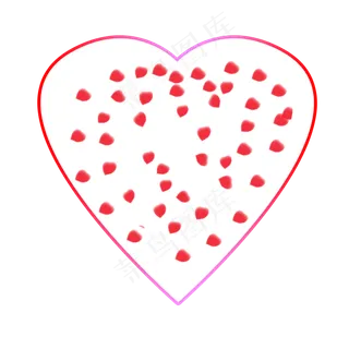 红玫瑰花瓣组成的心形