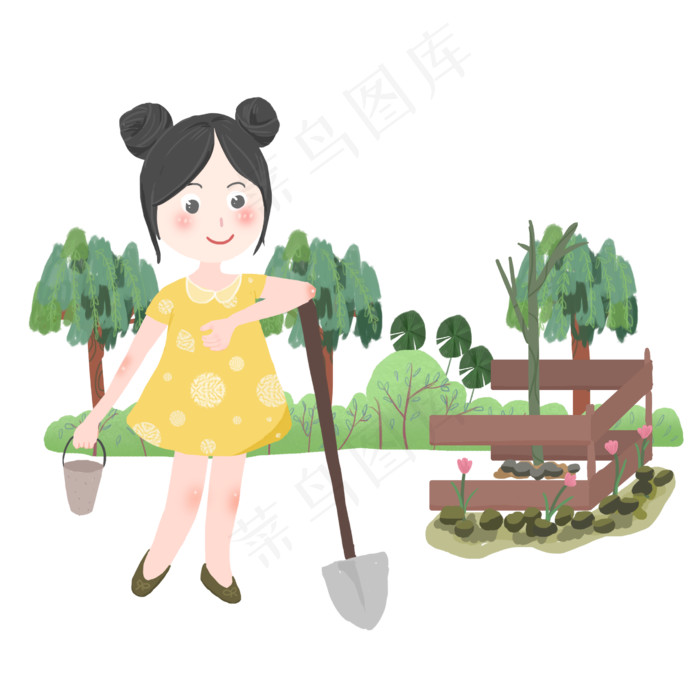 植树节人物和工具