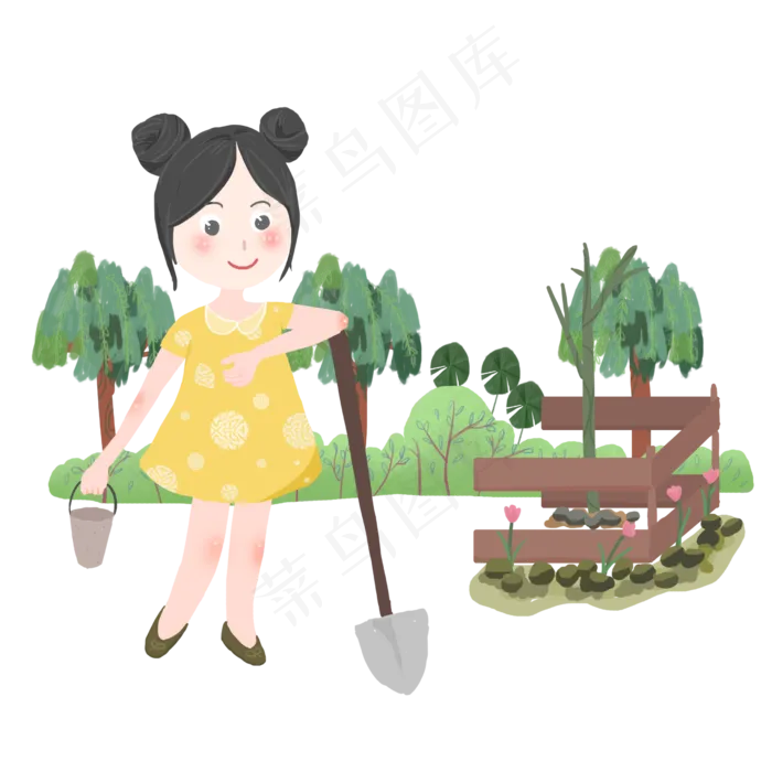 植树节人物和工具(2480X2480(DPI:300))psd模版下载