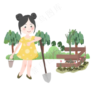 植树节人物和工具