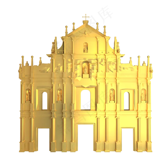 国家地方著名地标澳门大三巴牌坊,免抠元素(2000X2000(DPI:72))psd模版下载