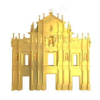 国家地方著名地标澳门大三巴牌坊,免抠元素