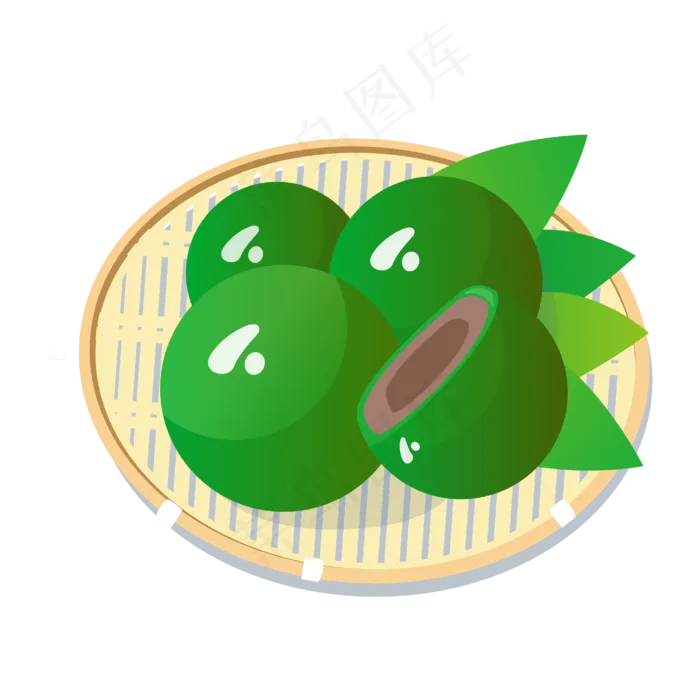 矢量卡通绿色青团