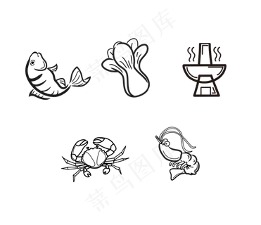 火锅鱼虾蟹白菜免扣,免抠元素