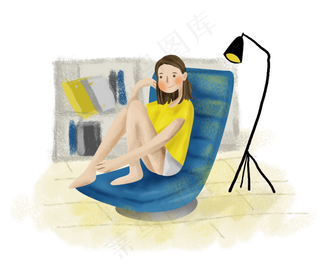 手绘毕业假日女孩