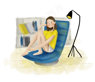 手绘毕业假日女孩